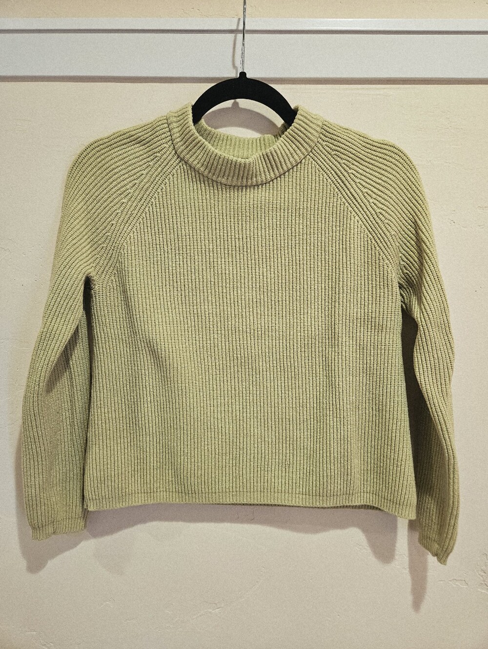 Vintage Tahari Light Green Ribbed Crewneck Sweater